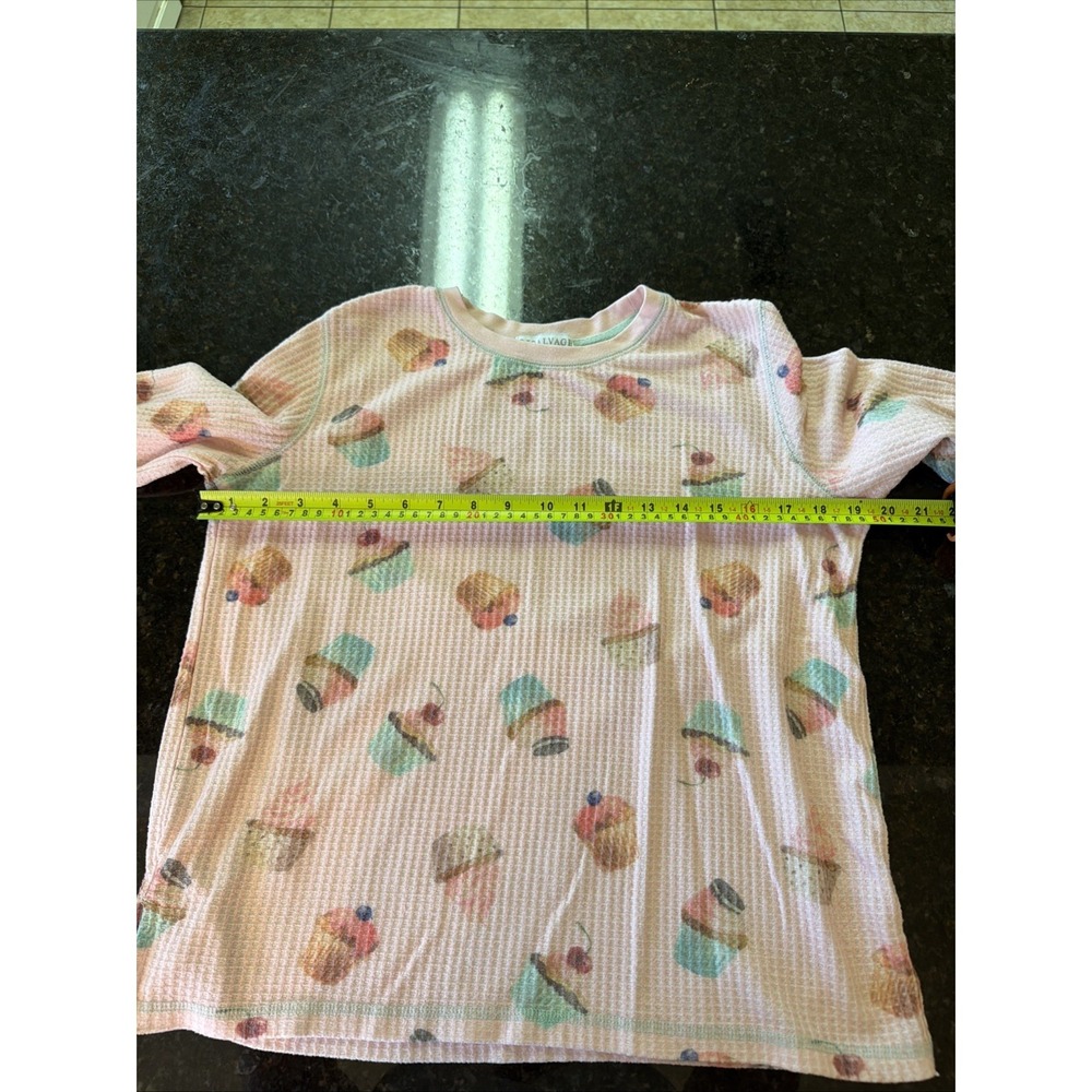 PJ Salvage Cupcake Pajamas Set PJs Waffle‎ Knit Thermal Sz Sm Jogger Style - Picture 4 of 10
